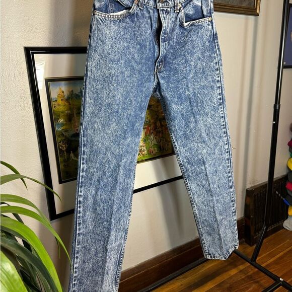 Vintage Acid Washed Orange Tab Levis Jeans Sz 34 x 32 - Picture 3 of 10